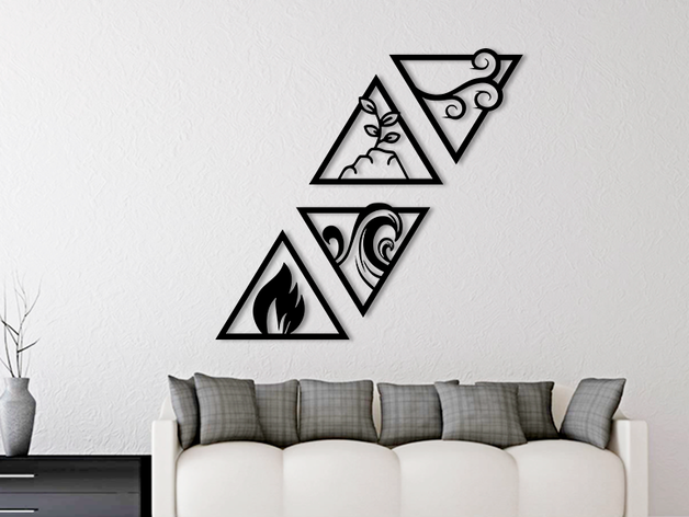 Zidni ukras 4 Elementa: Voda, Vatra, Vazduh Zemlja